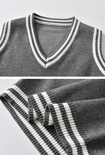 Boys Girls V-Neck Knitted Sweater Vest 100% Cotton Kids Knit Sweater Vest Sleeveless Pullover Waistcoat3
