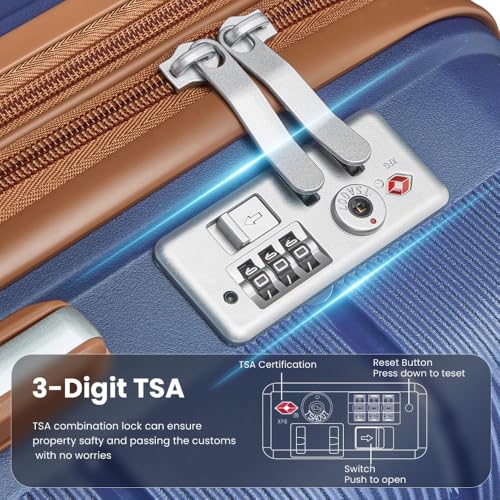Luggage Sets 4 Piece(14/20/24/28) PP Lightweight & Durable Expandable suitcase (Blue + Polypropylene-8)4