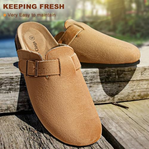 Image of KEMISANT Men Clogs-Comfortable Suede Mules Slippers Sandals Nurse Potato Shoes Unisex-Cushioned Cork-Footbed