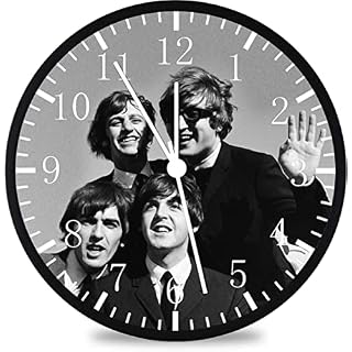 E93 Horloge murale Beatles 30,5 cm avec cadran en verre transparent silencieux, sans tic-tac, idéale pour offrir ou… - Les Beatles, Paul McCartney, John Lennon, RIngo Starr, George Harrison