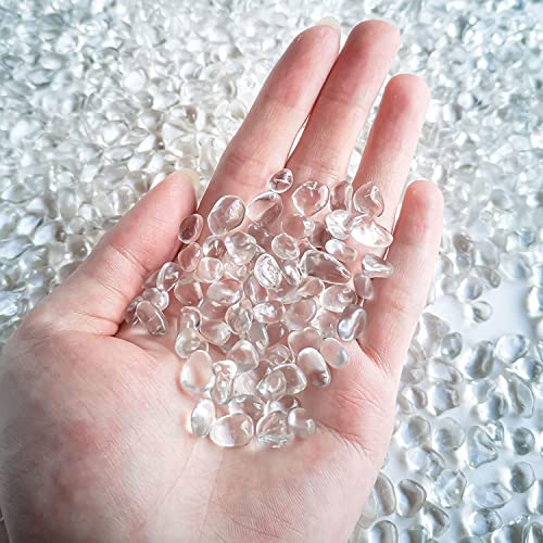 Image of Keedolla 2 lbs /900g Aquarium Clear Glass Stones Pebbles for Fish Tank, Fish Tank Marbles Beads Gems Gravel Rocks for Aquarium, Vase Fillers, Succulent Plants Decor