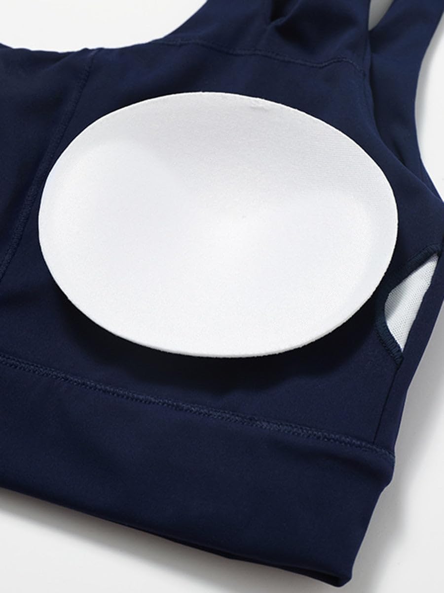 Women'One-Shoulder Quick-Drying Sports Support Removable Pads Bra - Image 4