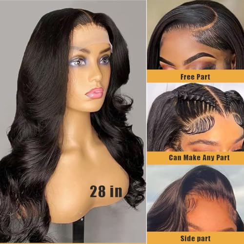 Body Wave Lace Front Wigs Human Hair Wide Lace 180 Density Human Hair Wigs 13x4 Human Hair Lace Front Wigs Pre Plucked 20 Inches Natural Color - Image 3