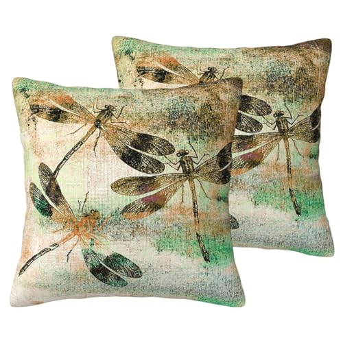 Housse de coussin libellule lot de 2 pour décorer un salon nature