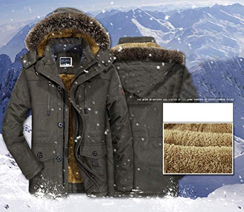 Image of PRIJOUHE Men's Winter Coats Down Jackets Outerwear Long Cotton Coat Men Thick Warm Fur Jacket Coat Overcoat