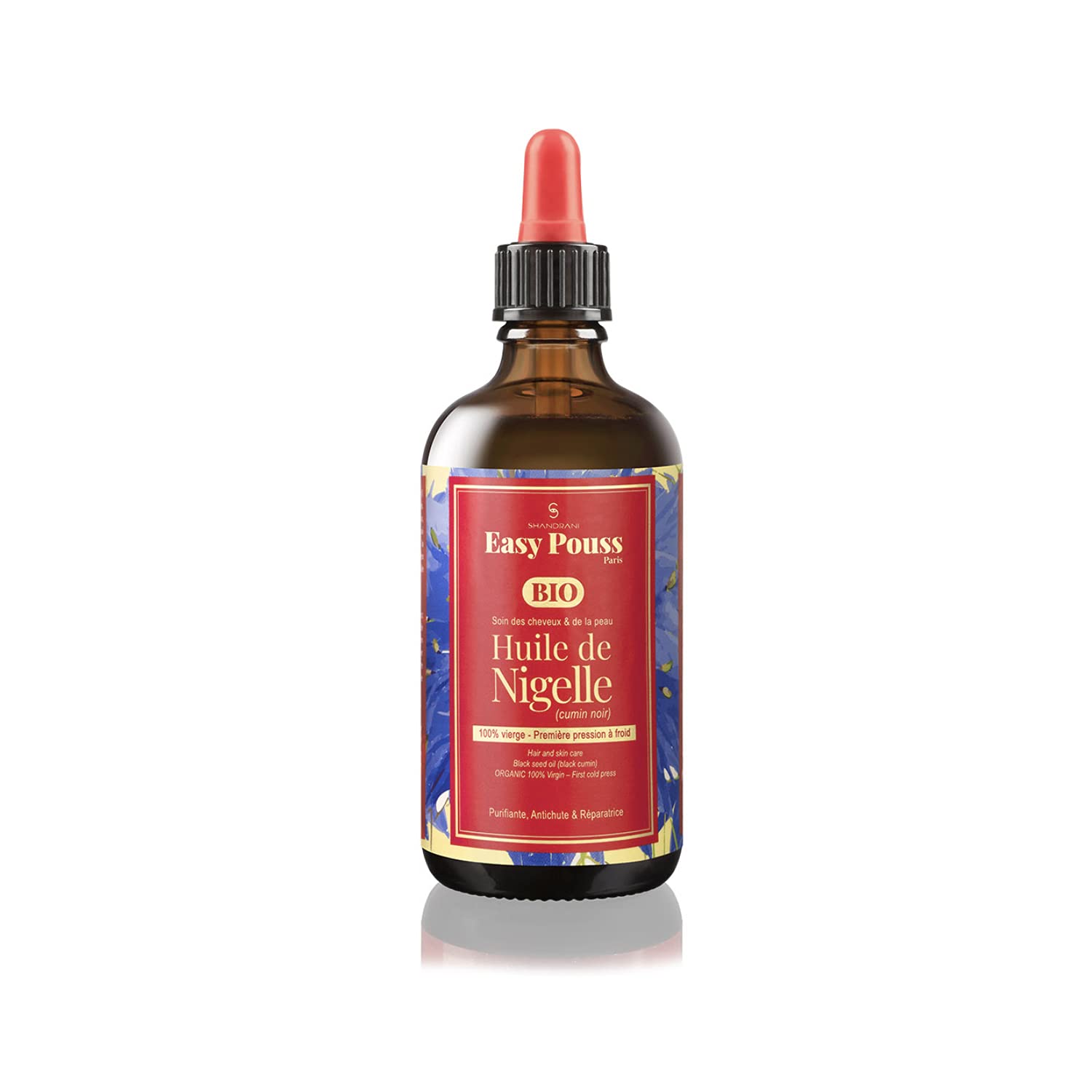Shandrani Easy Pouss Paris Easy Pouss Organic Natural Nigelia Black Seed Oil, Rich in Omega 6 and 9, Purifies roots and Reduces Hair loss, 3.5 fl oz