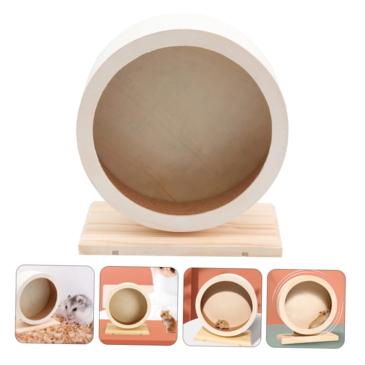 Geräuschloses Holz Hamsterrad für Kleine Haustiere, Beige