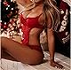 Sexy UnterwäSche Frauen Erotik Underwear Spitze WäSche ReizwäSche Einteilige Spitze Bodysuit Negligee Strap Einteilige Dessous Passion Nachthemden Sleepwear Reizvolle, Red, S
