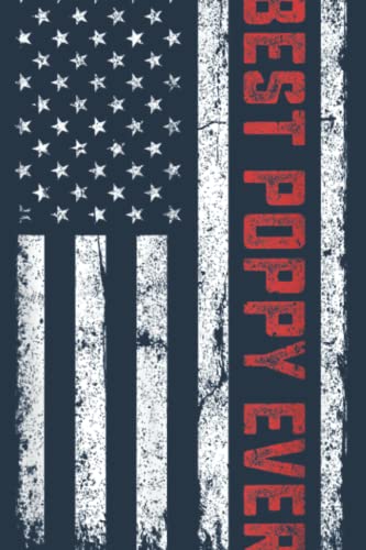 USA American Flag Best Poppy Ever Retro Vintage: Study Notebook, 6 x 9 inches, 120 pages