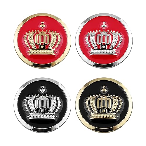 Image of 2 pcs Crown Car Emblem Colored Circular Car Emblem Sticker Car Window Bumper Car SUV Truck Motorcycle Sticker (Black&Gold)