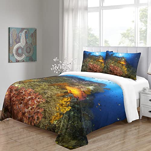 Ensemble de couette 3 pièces impression animaux 3D océan premium - 5
