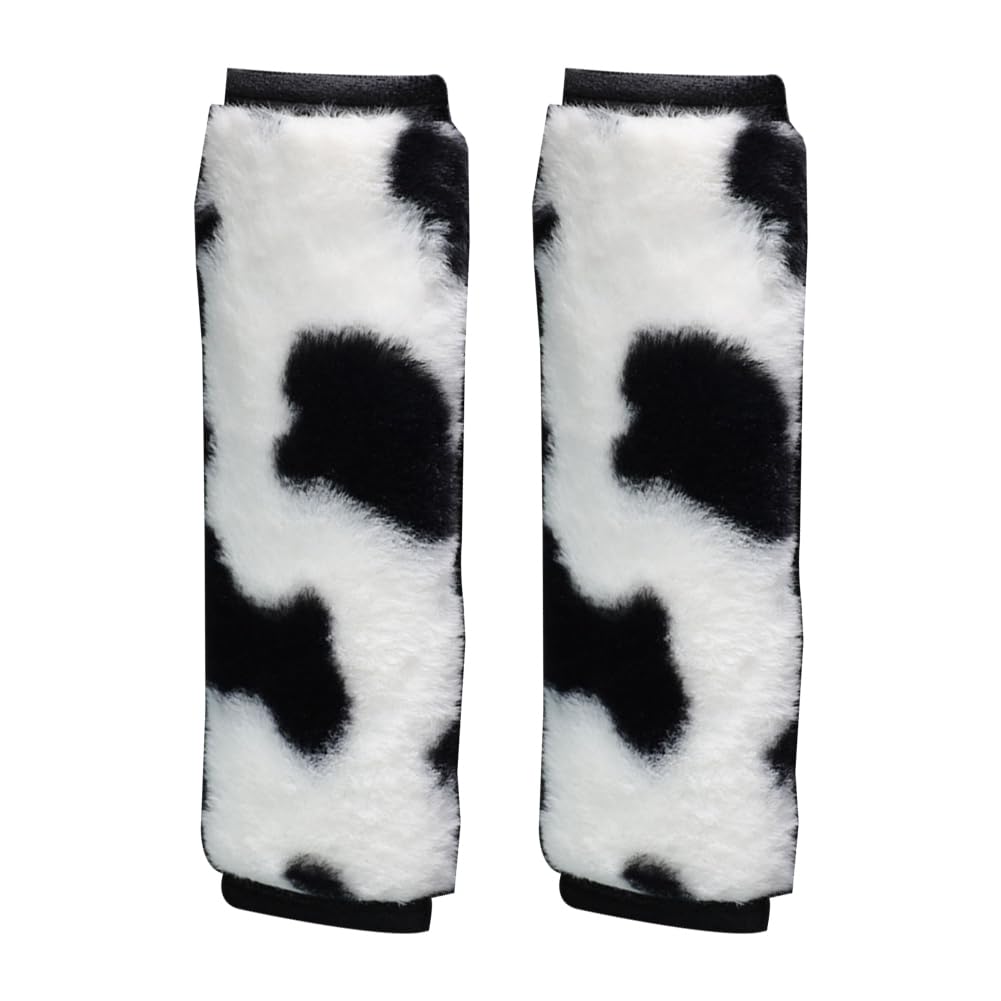 Aublinto Pack of 2 Car Plush Cow Pattern Seat Belt Cushion Comfortable Seat Belt Protector Shoulder Protection Car Seat Belt Pad Sponge Seat Belt Cover