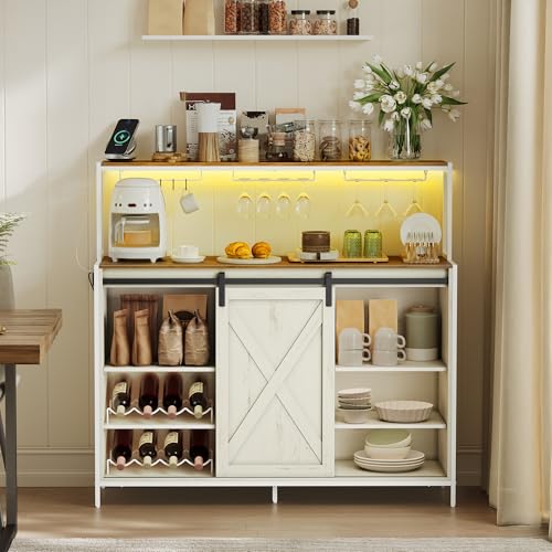 VASAGLE Coffee Bar Cabinet with Power Outlet and Voice...