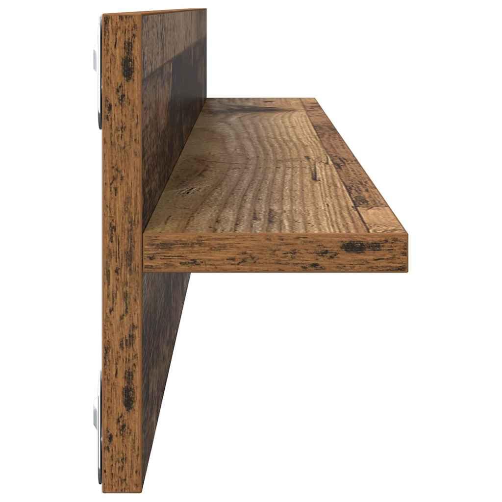 Estantería de pared, 4 unidades, madera recuperada, 80 x 11,5 x 18 cm, ahorra espacio y es resistente, con soporte invisible para salón, dormitorio, oficina, cocina, baño, pasillo, habitación