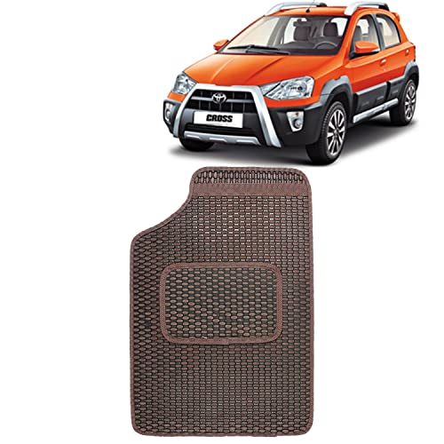 Image of Kingsway Dotted Design Car Floor Foot Mats Universal Fit for Toyota Etios Cross, Model Year : 2014 Onwards, Water and Dustproof, Color Brown, Set of 5 Pieces