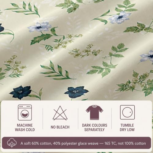 Image of Cloth Fusion Cotton Feel Elastic Fitted Bedsheet King Size, 2 Pillow Covers