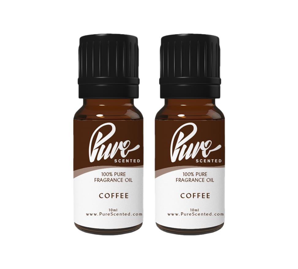 Pure Scented 20ml Fragrance Oils - 2 x 10ml Suitable for Candles, Soaps, Slime, Diffusers, Cosmetics, Wax Melts, Designer (2 x 10ml, Coffee)