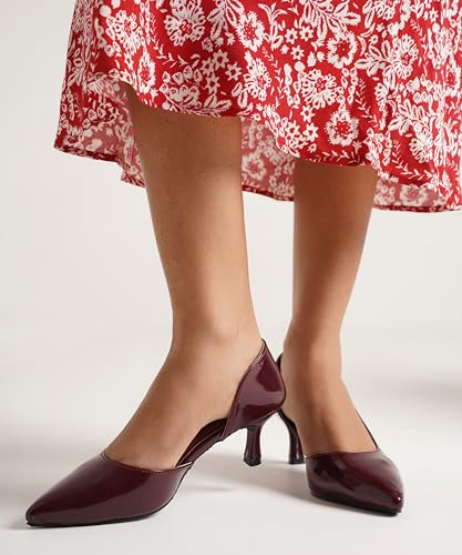 Image of JM LOOKS Women's Pointed Toe Kitten Heel Pumps Elegant Slip-On Dress Shoes for Wedding Party & Office
