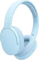 Fone de Ouvido Bluetooth 5.3 Headphone On-ear Sem Fio Fone Para Academia e Corridas, com Cancelamento de Ruído Dobrável com microfone Integrado PREMIUM (Azul Claro)