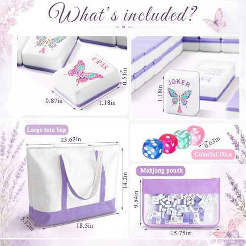 Soulchen 1.2 Inch Butterfly Themed American Mahjong Set, 168 Melamine Tiles - image 2