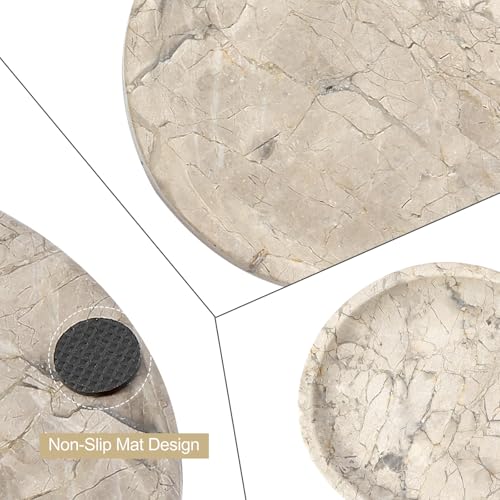 Image of Koville Natural Silver Pearl Marble Decorative Tray, 10 inch x 5 inch Marble Vanity Tray for Bathroom Countertop Organizer Stone Trays, Catchall Tray Stone Plate for Perfume, Candles, Jewelry