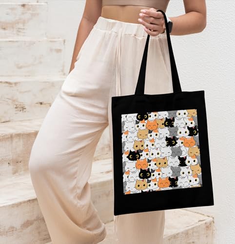 Image of TrendoPrint Canvas Tote Bags for Women with Zip, College Bag for Girls, 100% Organic Cotton Tote Bag for Shopping, Travel & Beach