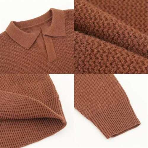 Men's V-Neck Pullover Casual Long-Sleeved Retro Lapel Knitted Sweater2