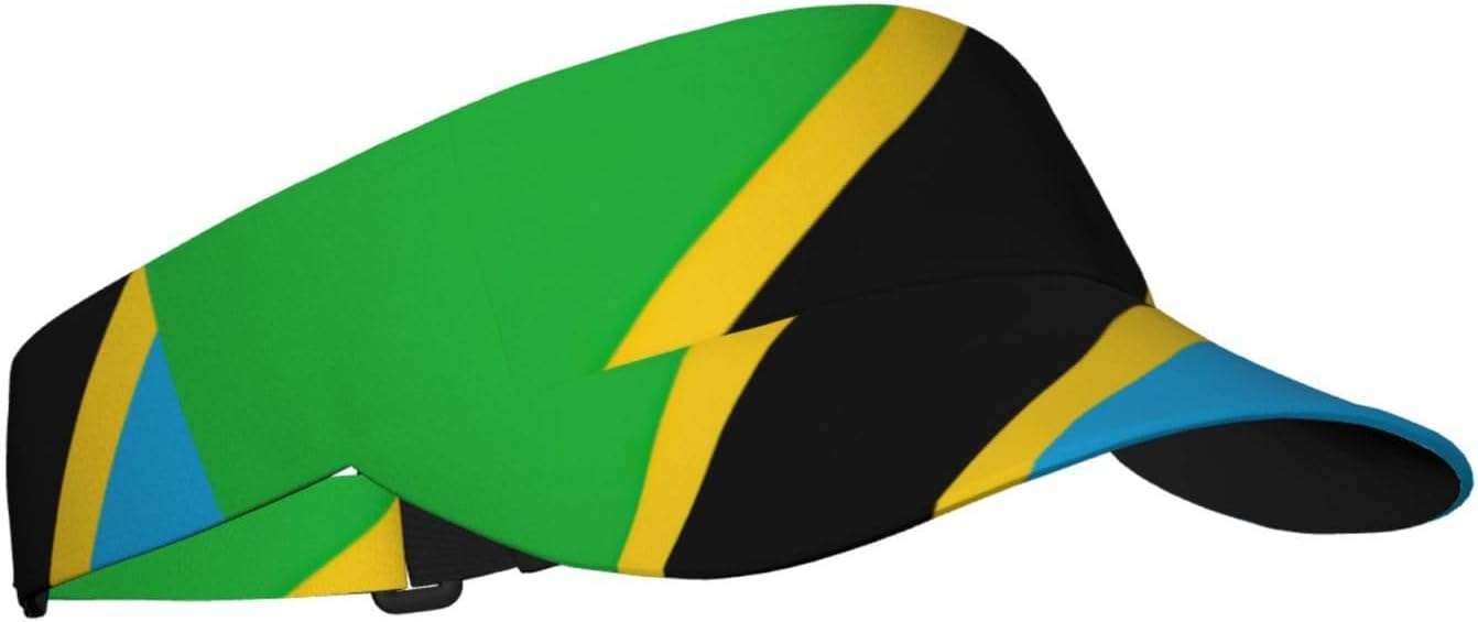 Tanzania Flag Print Sports Sun Visor Hats,Adjustable Sun Caps for Men Women Adults Lightweight Black