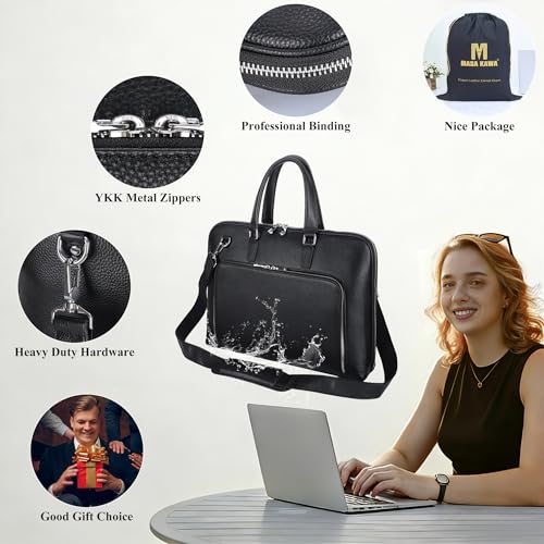 Masa Kawa Black Leather Slim Briefcase