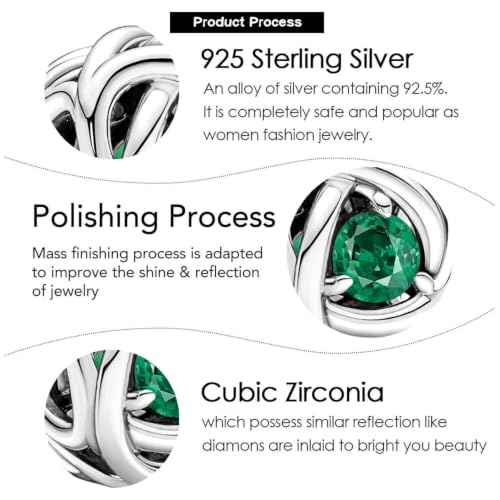 Image of VALGACLS Birthstone Charms 925 Sterling Silver Birthstone Charms