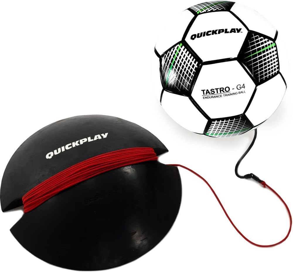 QUICKPLAY Replay Football Training Ball Size 4 Adjustable Bungee Elastic Training Ball with Base Weight - The Ultimate Hands Free Football Kick Trainer