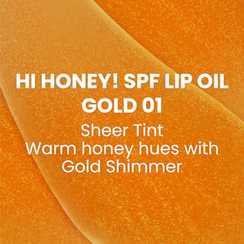 Image of Typsy Beauty Hi Honey! SPF 25 Lip Oil| 7ml|Gloss like shine Enriched with Mirsalehi Honey & Vitamin E,PA+++ High UVA Protection |Zero Taste| Protects chapped lips with Metal Cooling Applicator