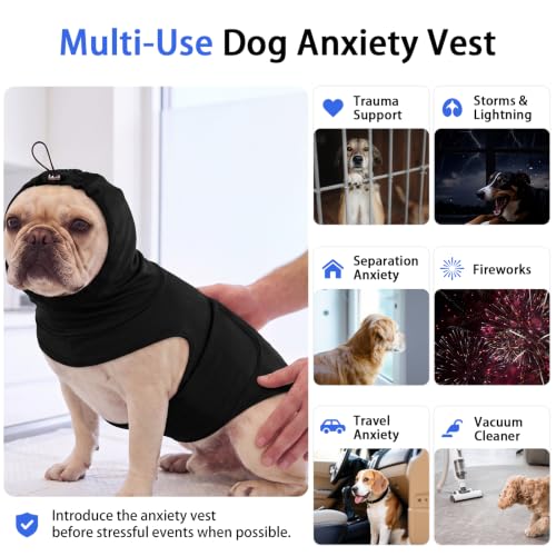 Image of MIGOHI Small Dog Anxiety Vest with Ear Cover,Black,S