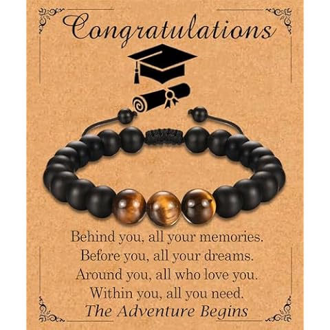 WIKHIA Graduation Gifts for Him,Graduation Beaded Bracelet Cool Personalized Graduation Gifts,College Bachelor Masters Degree High School Best Graduation Gifts for Men Cover