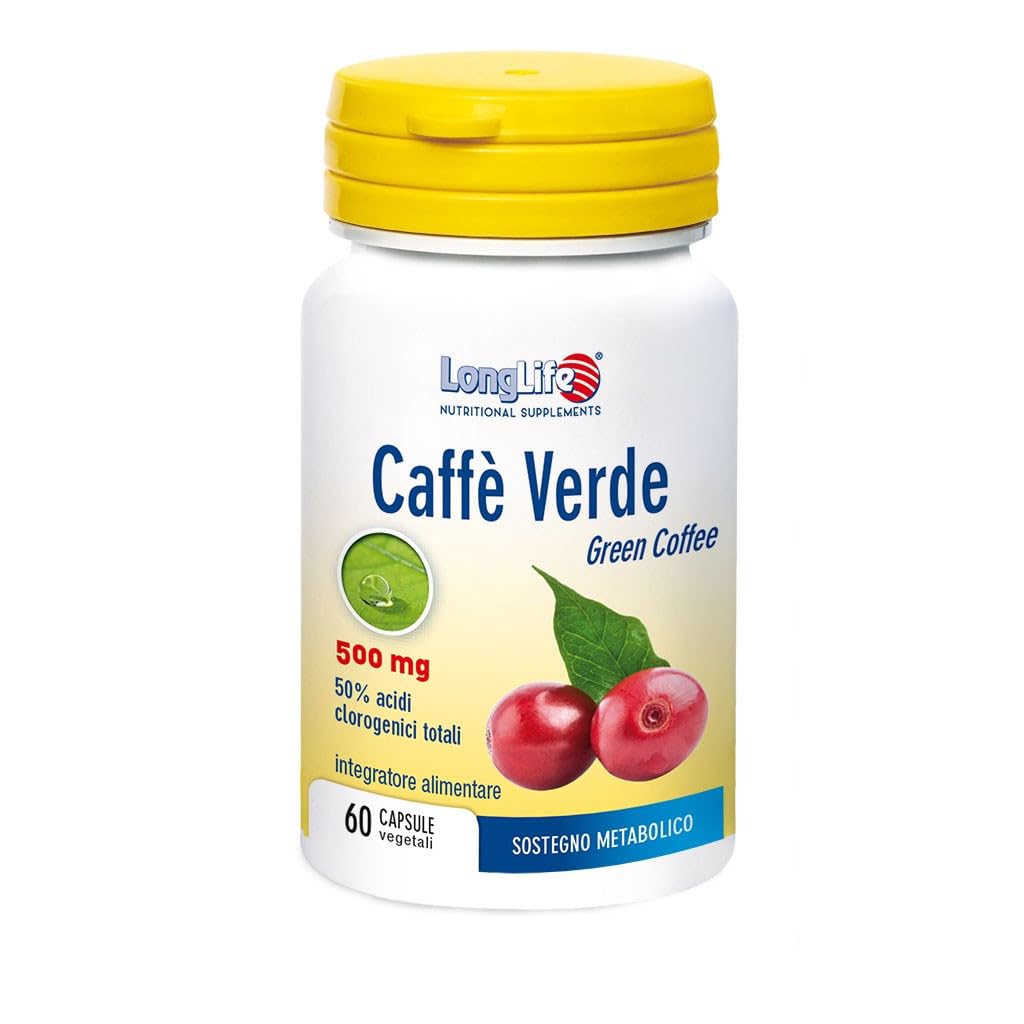 LongLife® Caffè Verde | Estratto titolato al 50% in Acido Clorogenico | Sostegno metabolico | Azione tonica e antiossidante | Fino a 2 mesi di trattamento | Vegano e Senza glutine