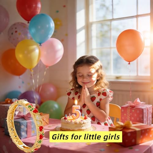 Image of Ethlyn Gifts for little girls Gold Plated Colorful Openable Kids Baby Girls Bangles Bracelets Birthday Gifts for 2years 4 years 5 years old girls