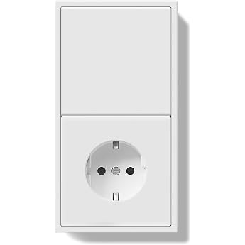 Light Switch with Socket Single 1-Way Double Wall Switch with PC Frame 80 x 150 mm Flush-Mounted Socket with Light Switch Easy Assembly White
