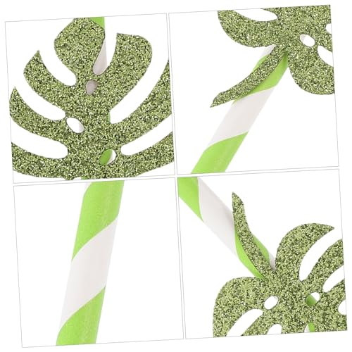 10 pitillos de papel hoja tropical Monstera miniatura 2