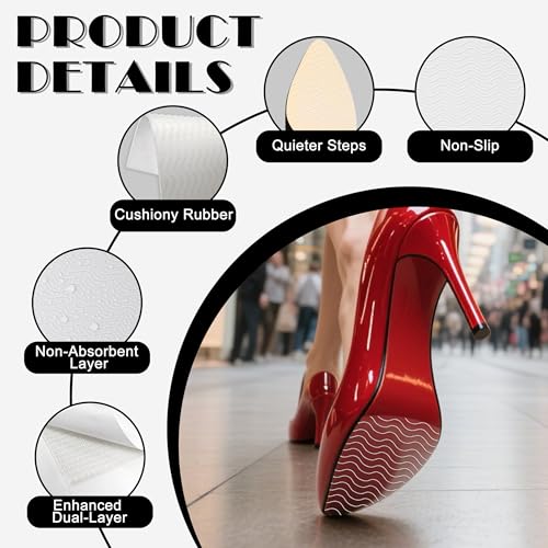 Image of 6 Pcs Shoe Sole Protector - Self-Adhesive Anti-Slip Grips for High Heels & Boots & Dress Shoes, Non-Slip Shoe Bottom Pads for Women (6 x 4 Inches, Clear)