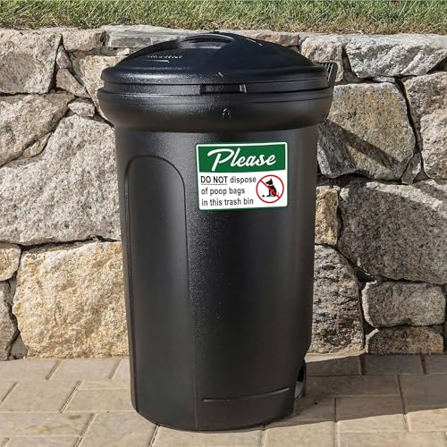 Image of 2PCS Please Do Not Dispose Poop Bags in This Trash Bin Stickers, Self-Adhesive Weatherproof Vinyl Do not Throw Dog Poop Bag in The Trash Sign, Trash Can Stickers for Home，House，Yard，Restaurant