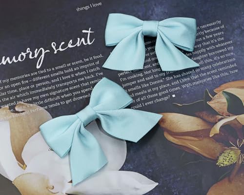 Penta Angel Clips para el Cabello con Moño 2 Piezas 6 cm Pinzas de Lagarto Pequeñas Decorativas para Mujeres y Niñas (Azul) miniatura 3