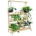 Moutik Bamboo Planter Pot Plants Stand Folding 3 Tier Hanging Flower Display Shelving Organizer Storage Shelves Rack Unit Holder 39.3in