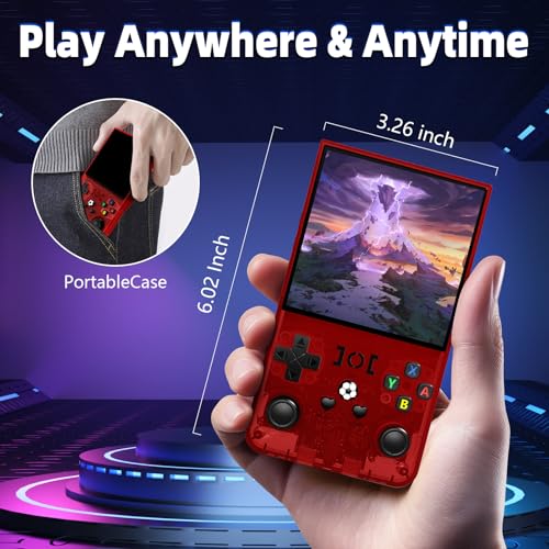 Image of R36MAX Retro Handheld Game Console, 4.0 Inch IPS Screen Retro Gaming Console,Linux System, 4000mAh Battery Portable Pocket Mini Arcade, Built-in 128G (Red)
