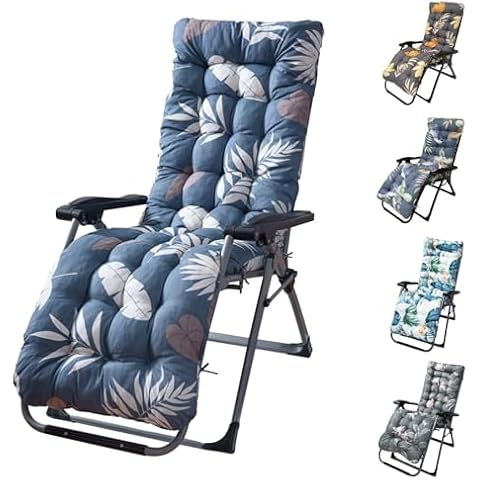 KOCASO Outdoor Lounge Chair Cushions - Blue Grey Leaf Cover