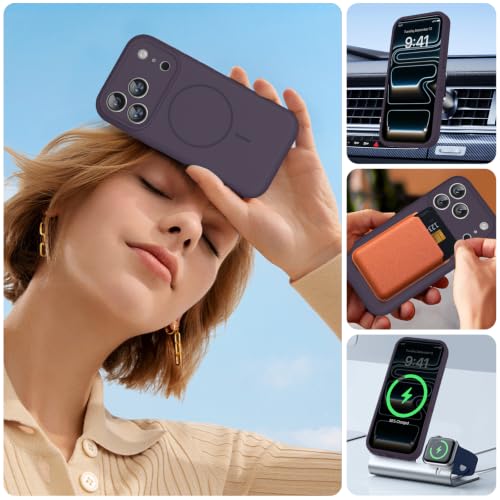 Image of Miracase Magnetic for iPhone 17 Pro Case, Compatible with MagSafe, Integrated Silicone Camera Control Cover, 3.0mm Thicken Shockproof Drop Protection Phone Case for 17 Pro,Dark Purple