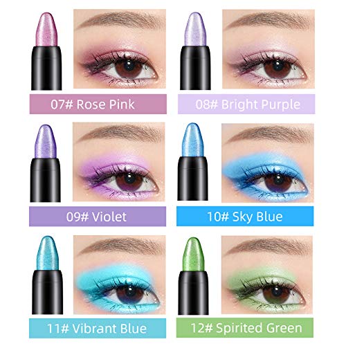 Lsxia 15 Colors Glitter Eyeshadow Stick Colorful Set, Shimmer Glitter Pearl Cream Eye-Shadow Stick Eyeshadow Crayon, Shiny Colored Sticks Eyeshadow Pen Eye Makeup, Long Lasting Smooth Eye Shadow Stick #TOP2