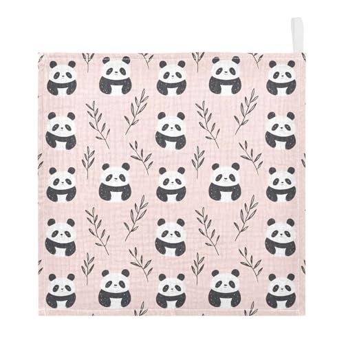 vvfelixl Baby Muslin Washcloths Cute Simple Panda Stick Figure Baby Burp Cloths Cotton Babys Face Towel for Newborn Infants Boys Girls Soft and Absorbent 11.8 X 11.8 in, 3 Pack
