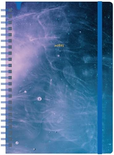 Soft Spiral Rounded Corners Notebook with Elastic Band and Clear Pocket, A5 Size, Blue