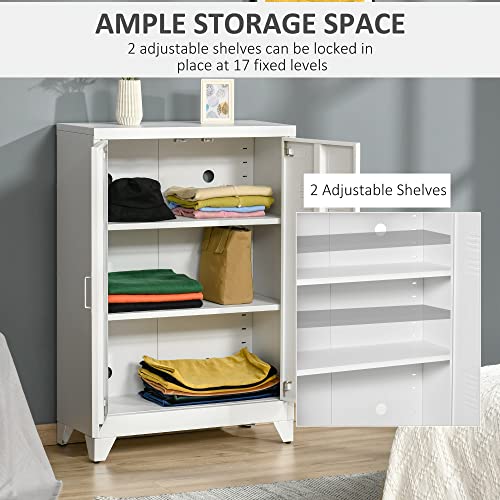 Homcom Industrial Sideboard Buffet Cabinet, Double Door Kitchen Storage Cabinet, Coffee Bar Cabinet With Adjustable Shelves For Living Room Or Home Office, White #TOP3