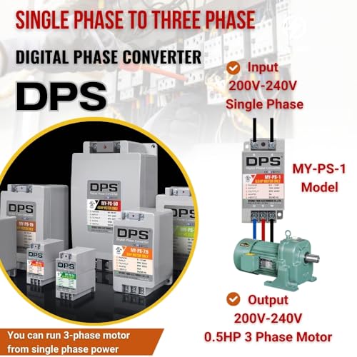 Image of DPS Single to 3 Phase Converter, My-PS-1 Model is Used for a 0.5HP(0.4kW) 1.5Amps 200-240V 3 Phase Motor, Input /Output 200V-240V, UL /CE Certified